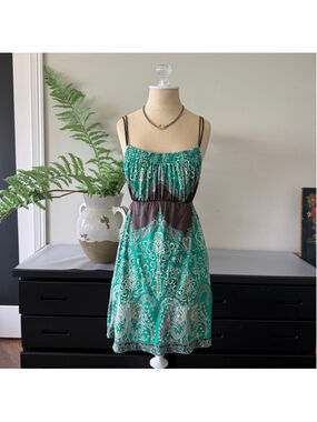 Elie Tahari Paisley Babydoll Dress Size S/M Y2K Boho Whimsy